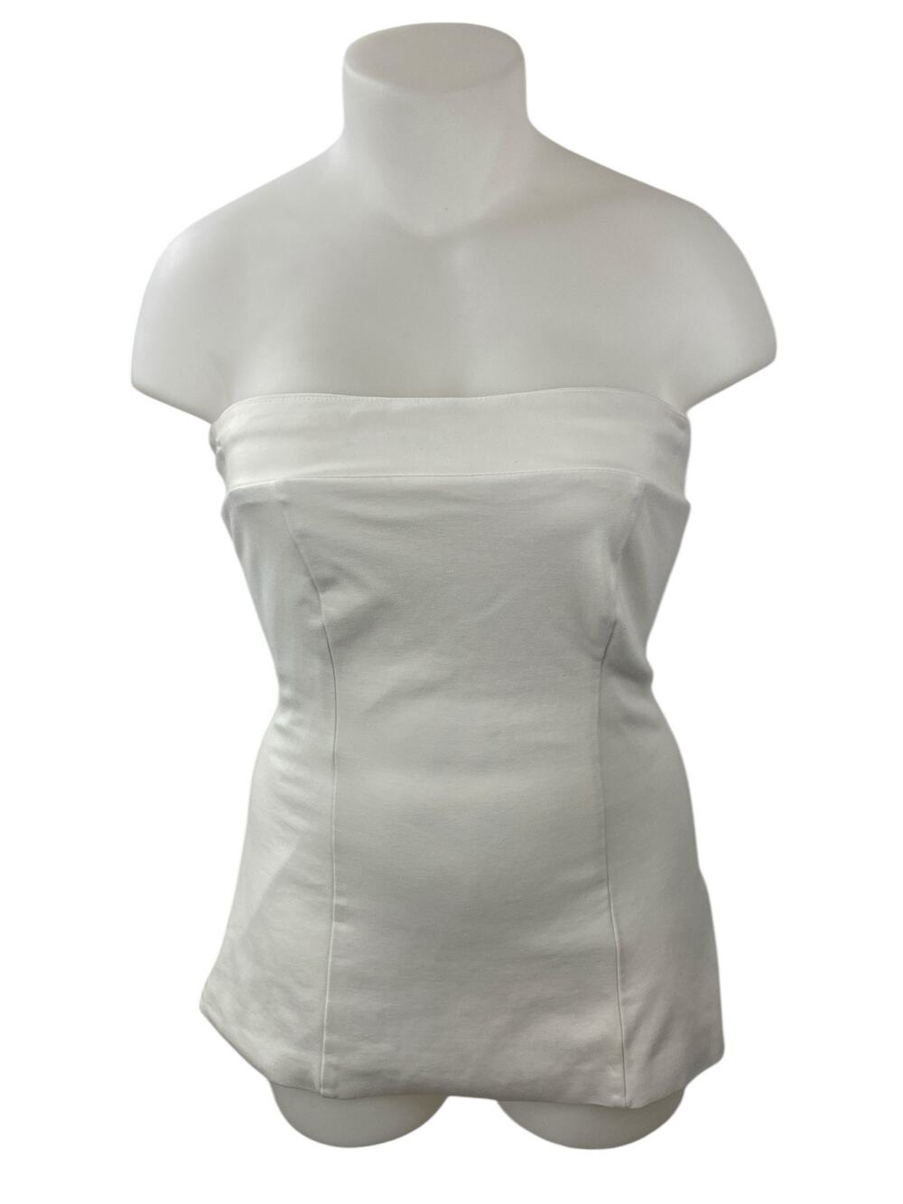 RNWY Women's White Strapless Tube Bandeau Fitted Bustier Mini Bodycon Dress Sz L